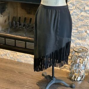 Black Kid leather fringe ellie tahari size 10